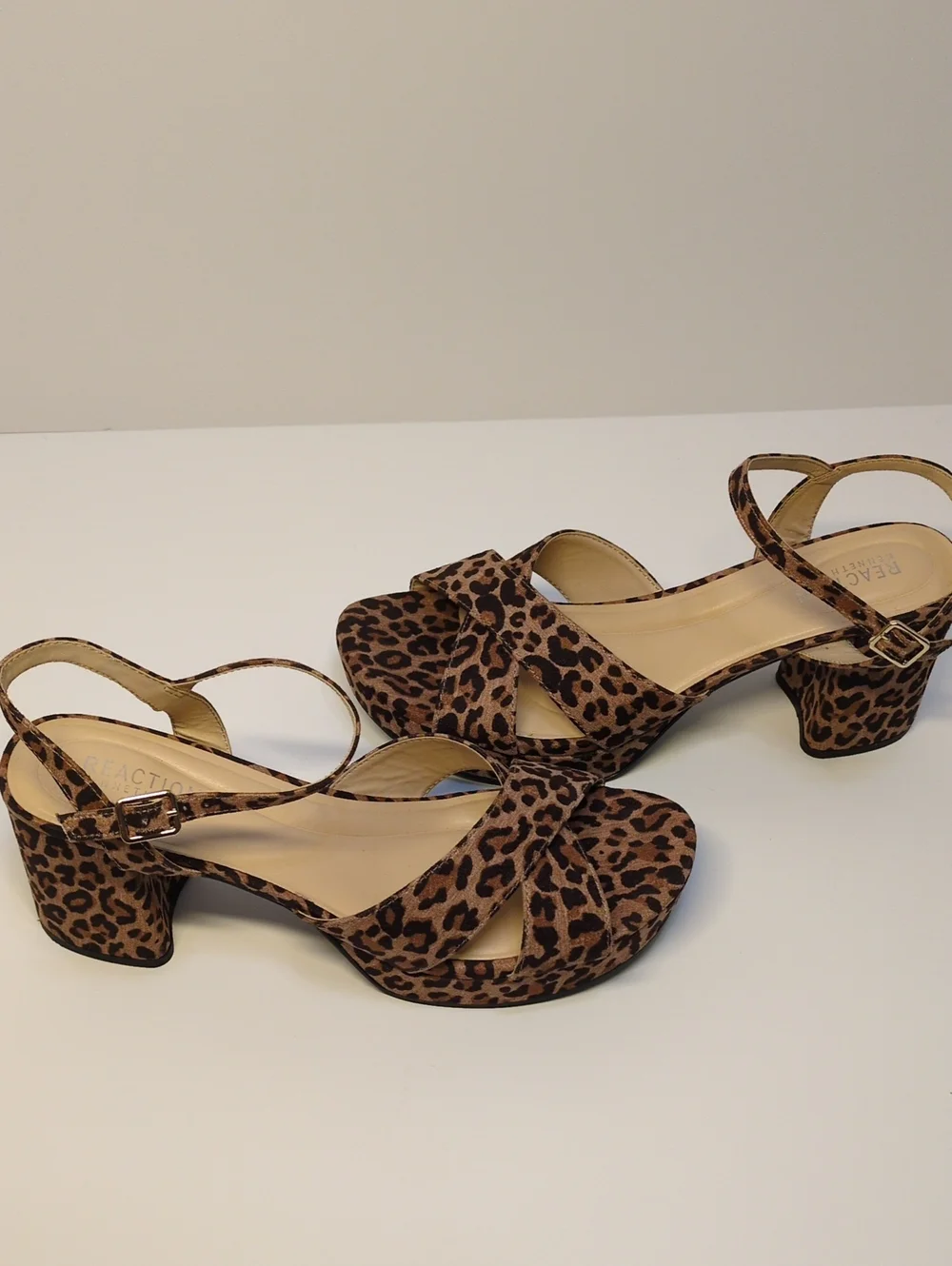Kenneth Cole Reaction Reeva Leopard Print Platform Sandals Block Heel Size 10